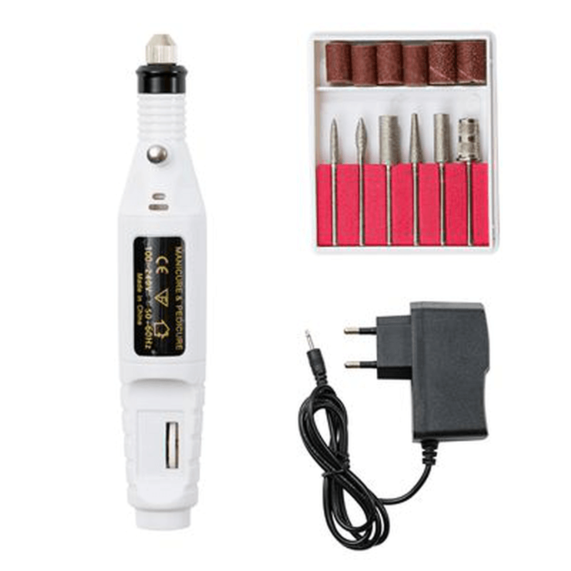 1Set Electric Nail Kit Nail Tips Manicure Machine Electric Nail Art Set Pen Pedicure 6 Bits Nail Art Tools Kit Suit for 2.35Mm Drill