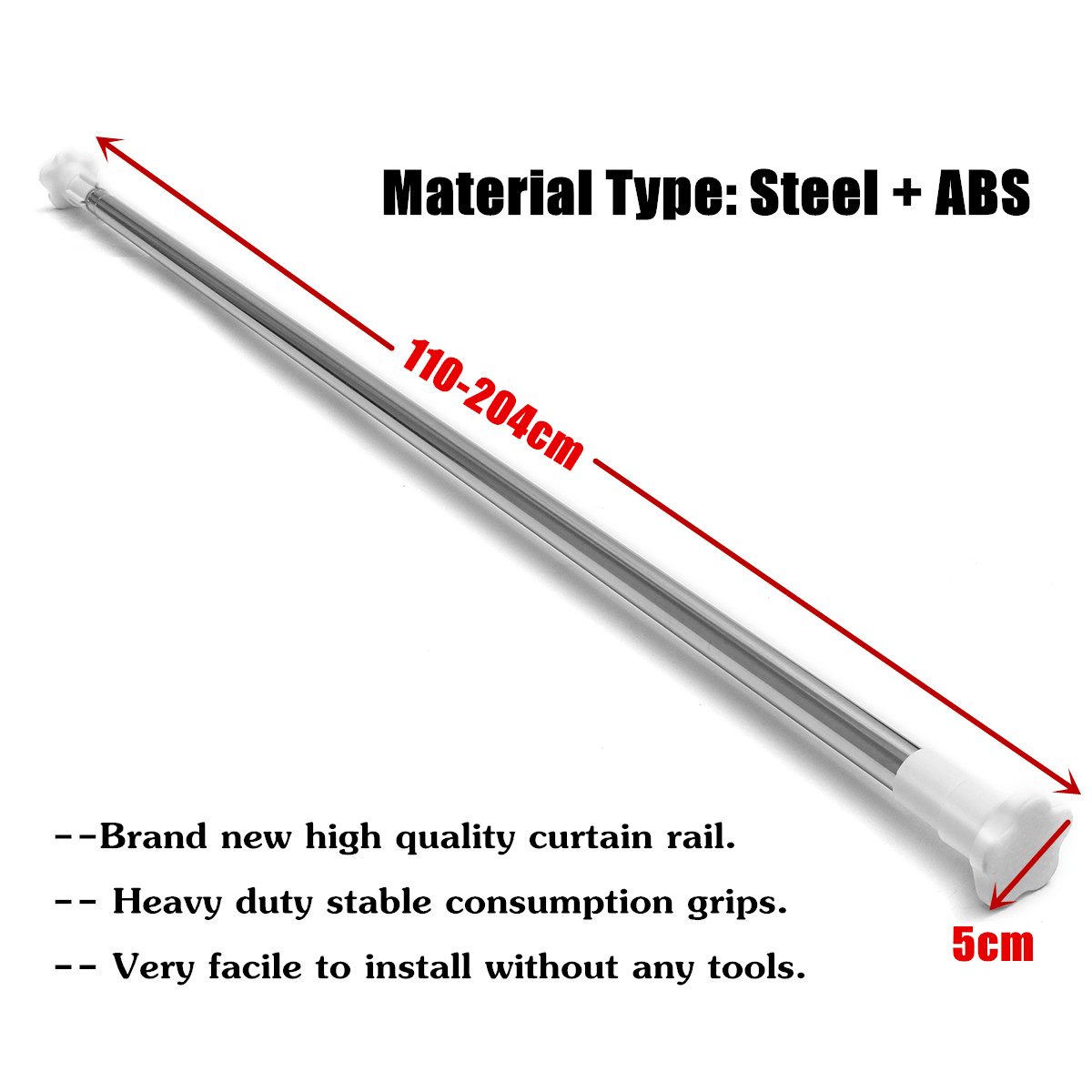 Barra de riel para cortina telescópica extensible para armarios, ventanas, puertas y baños