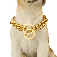 Collar de cadena de oro de acero inoxidable de 17 mm para perros, collar para mascotas, collar de entrenamiento para cachorros