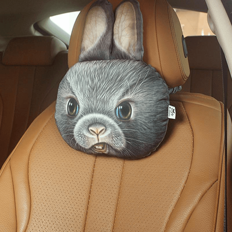 Appuie-tête de voiture 3D Husky confortable et respirant, oreiller de soutien du cou de dessin animé