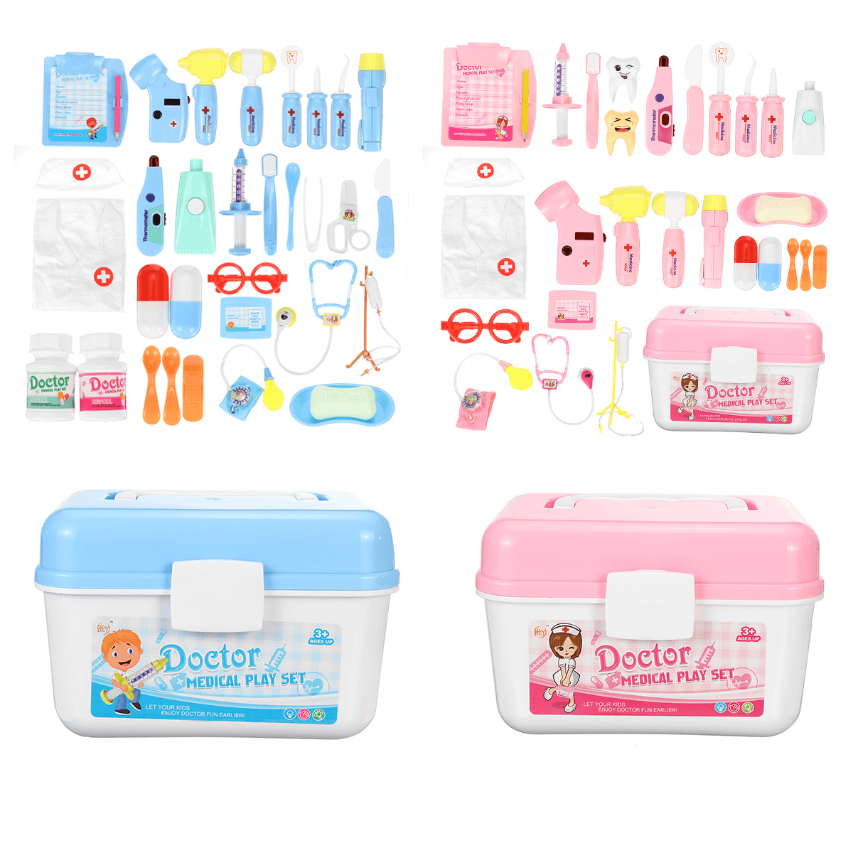 35 Pcs Simulation Medical Role Play Pretend Doctor Game Equipment Set Educational Toy with Box for Kids Gift