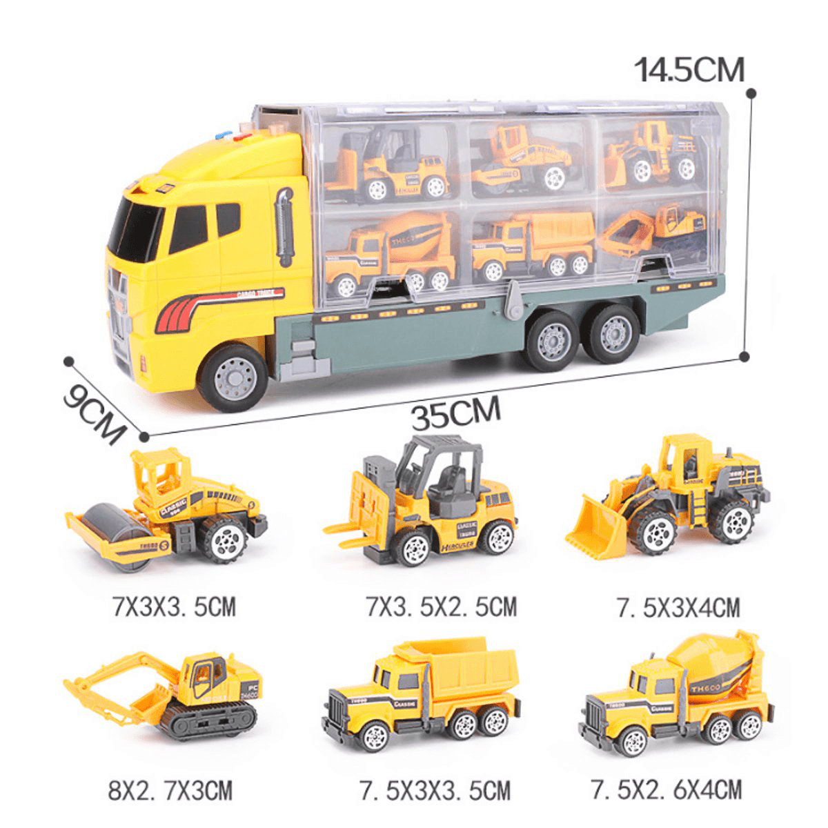 7PCS Large Construction Truck Excavator Digger Kid Diecast Model Toy Demolition Vehicle Car