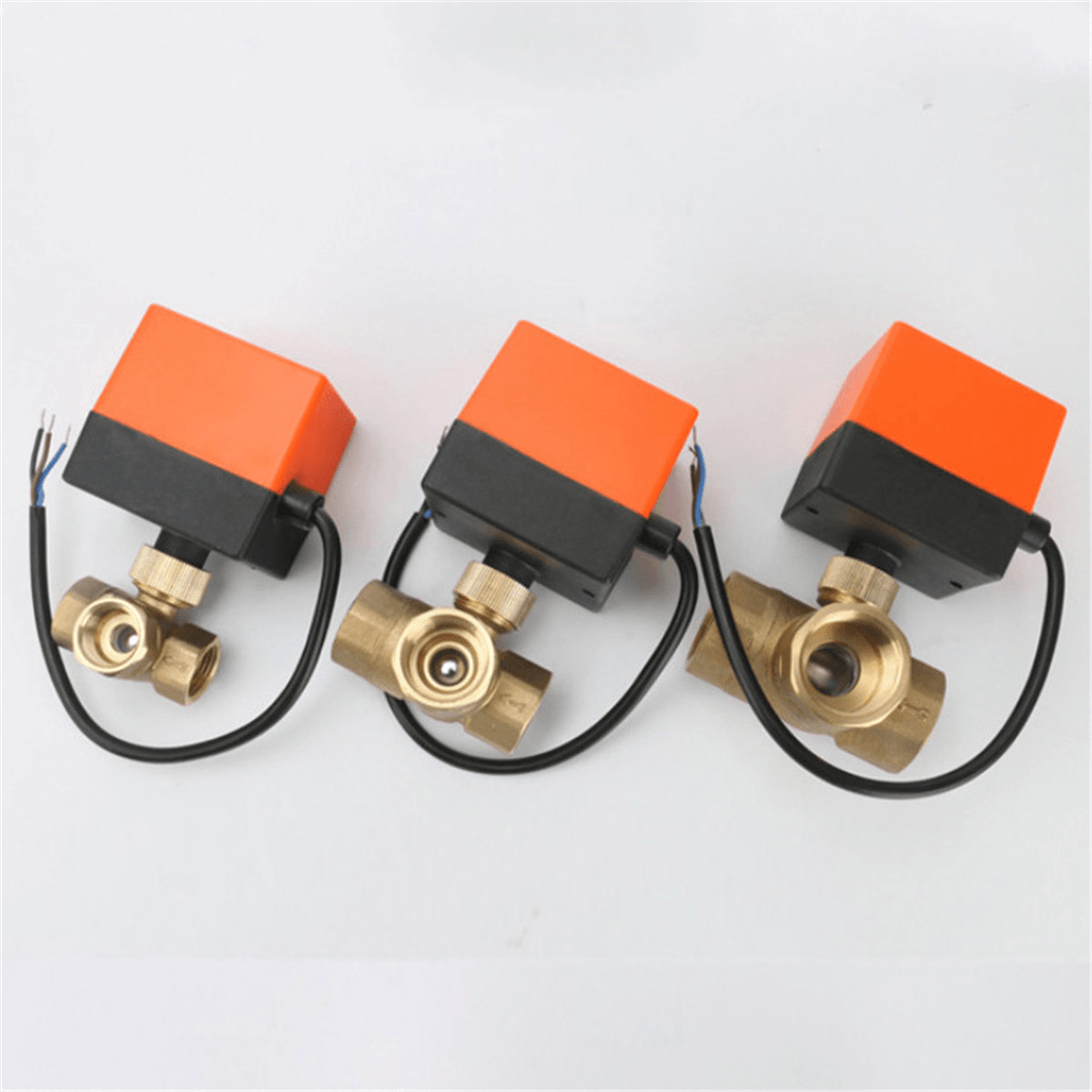 1/2" 3/4" 1" Motorized Electric Brass 3 Way Ball Valves Female 3 Wire AC 220V Full Port T Type Valve