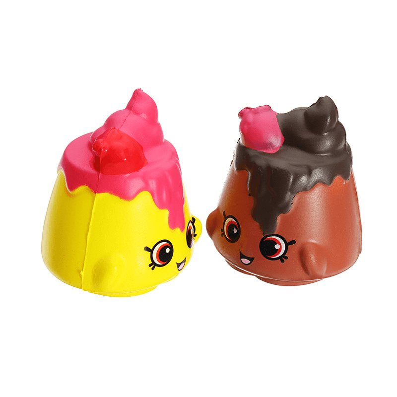 2Pcs Chocolate Pudding Squishy 6.5*3.5Cm Slow Rising Soft Collection Gift Decor Toy