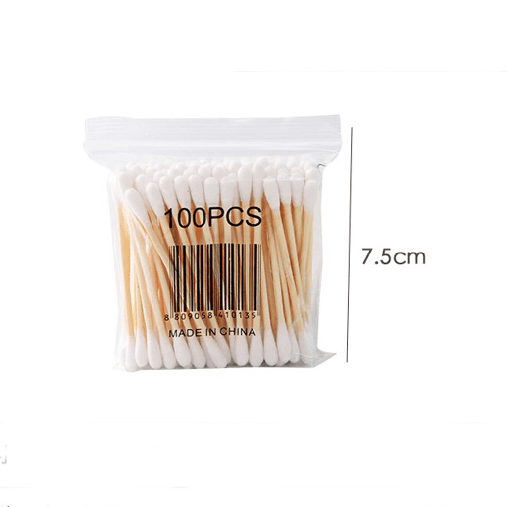 Lot de 100 cotons-tiges doux et propres pour femmes, bâtonnets en bois, bâtonnets de beauté, maquillage, embouts pour le nez, les oreilles, outil de nettoyage et de soins