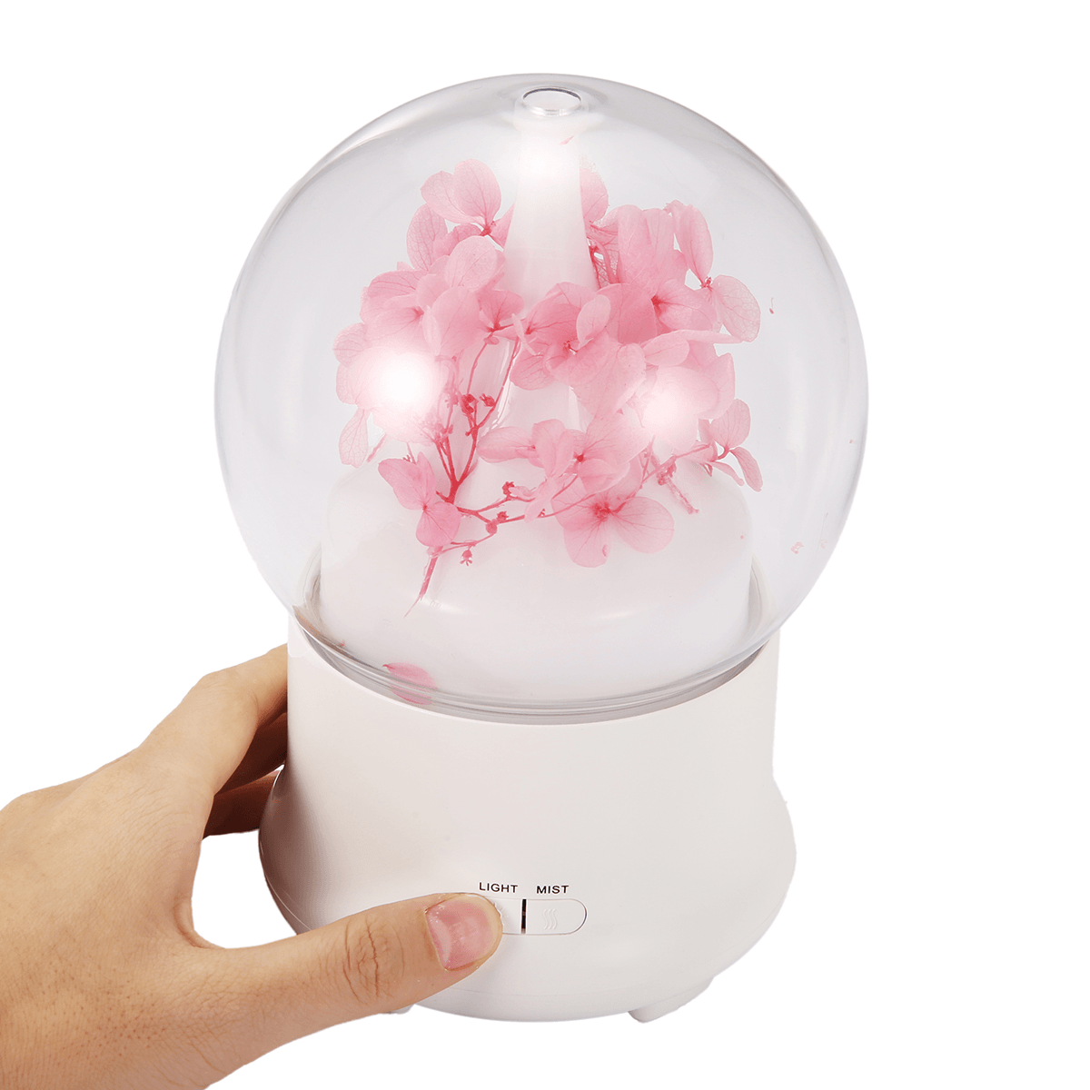 Humidificador de aroma mini con flores inmortales de 4 colores, difusor de aceites esenciales, purificador y atomizador para spa