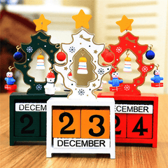 Mini calendrier en bois pour décoration de table et de bureau, cadeau créatif de Noël