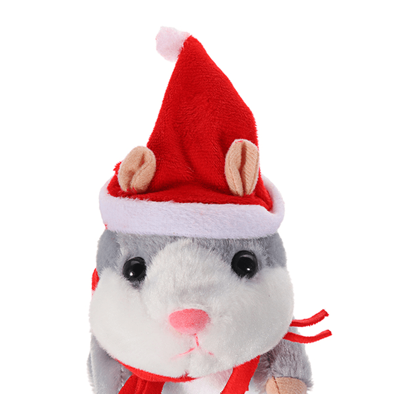 18CM Lovely Talking Hamster Christmas Plush Toy Speak Talking Sound Record Hamster Talking Toys