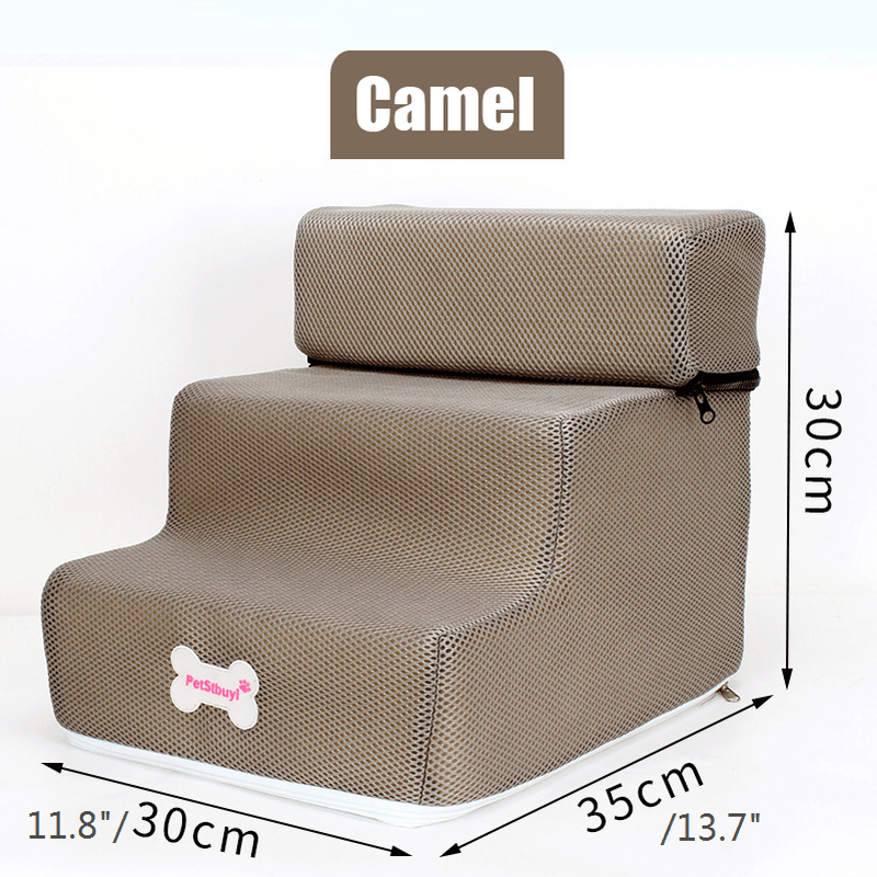 Escalier pour chien 30 x 35 x 30 cm en 3 étapes pour lit surélevé et échelle pour chat avec dessus amovible