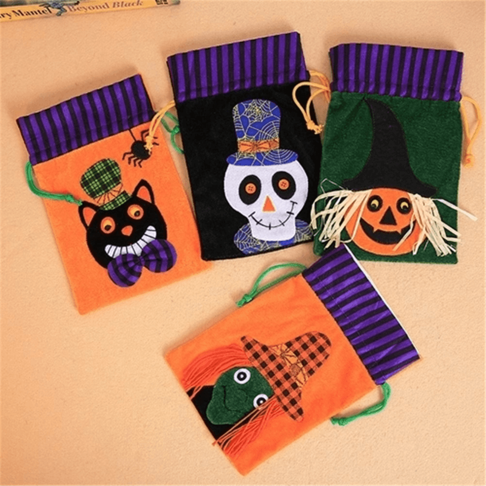 Bolsa de regalo de terciopelo para envolver dulces de chocolate para niños de Halloween