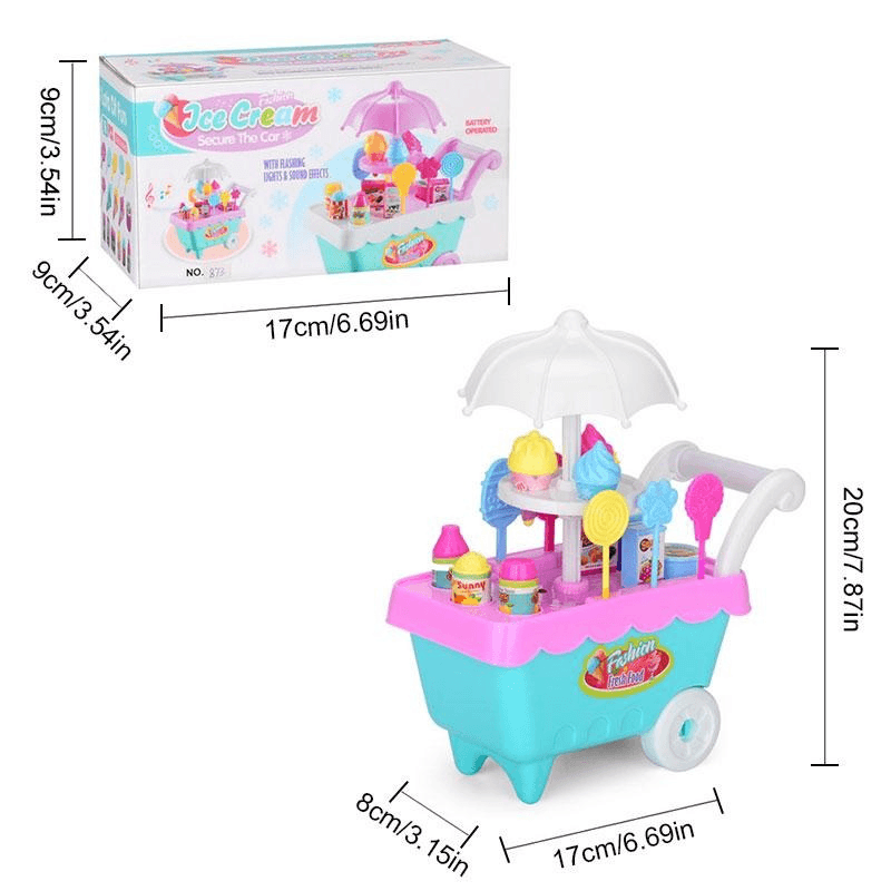 19 PCS Mini Candy Cart Detachable Ice Cream Shop Cart DIY Decoration Toys