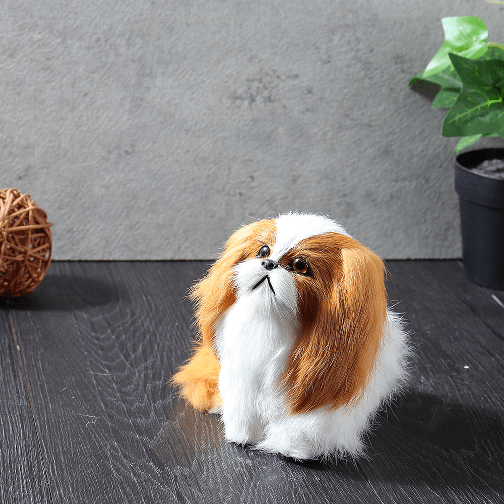 Cute Puppy Lifelike Simulation Dog Stuffed Plush Toy Realistic Home Desk Decoration