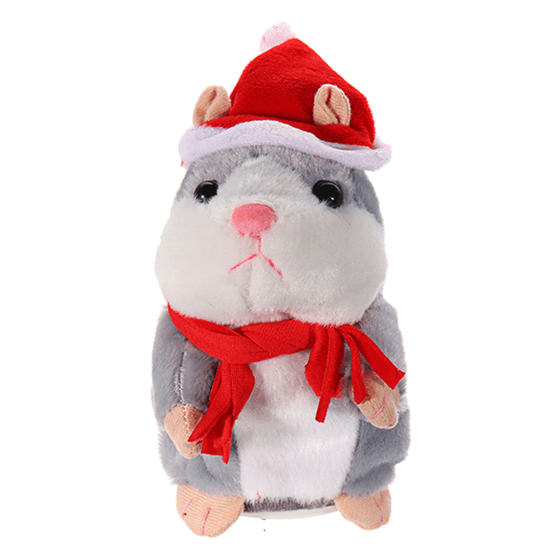 18CM Lovely Talking Hamster Christmas Plush Toy Speak Talking Sound Record Hamster Talking Toys