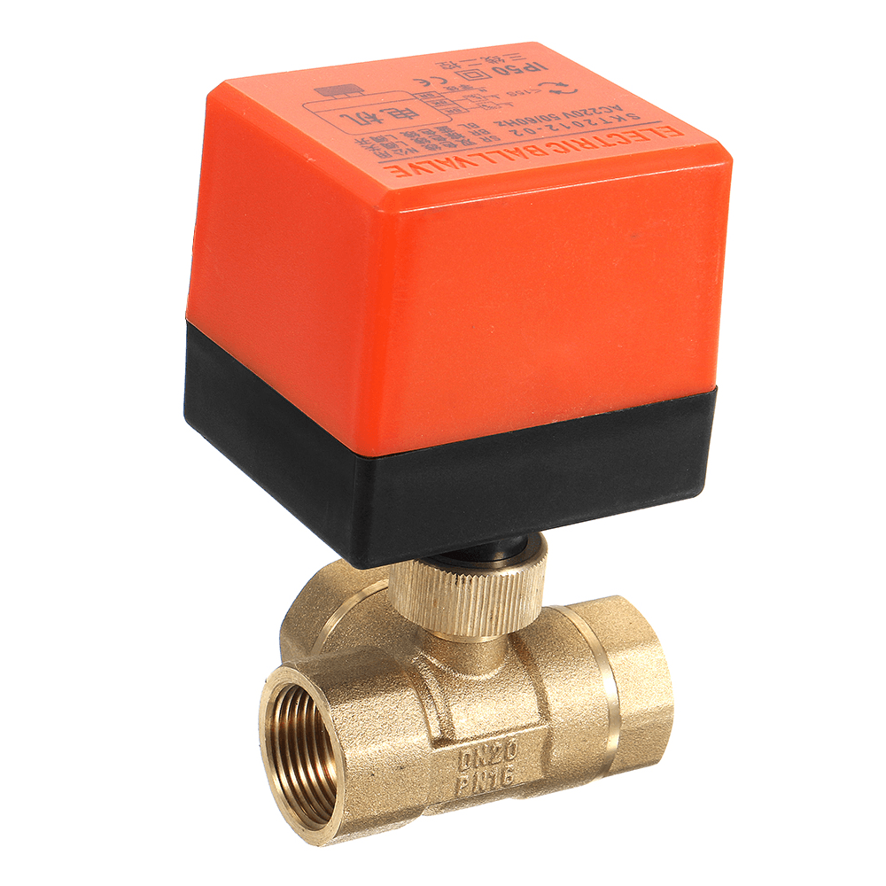 1/2" 3/4" 1" Motorized Electric Brass 3 Way Ball Valves Female 3 Wire AC 220V Full Port T Type Valve