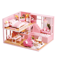 1:24 Kit de maison de poupée miniature en bois 3D à monter soi-même, fait à la main, jouet avec meubles pour enfants, collection de cadeaux