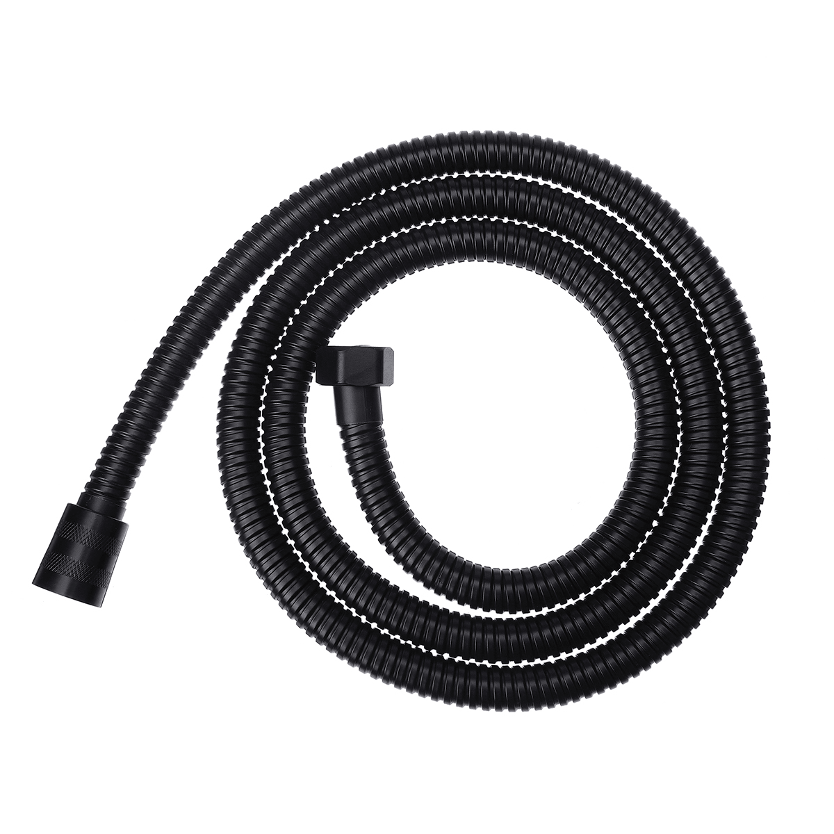 Tuyau de douche de salle de bain en acier inoxydable noir de 1,5 m, raccords de tuyau d'eau portatifs, tuyau de pomme de douche de remplacement, connexion G1/2 avec doubles boucles