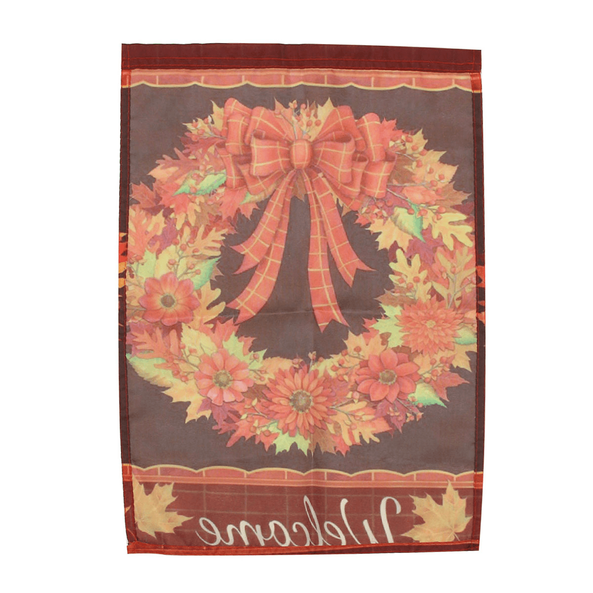 Couronne d'automne 12,5''X18'' Drapeau de jardin Bienvenue Feuilles d'automne Décorations florales Briarwood Lane