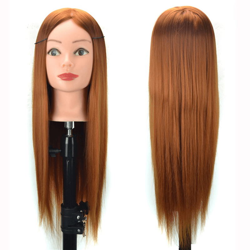 Cabeza de maniquí para entrenamiento de cabello, modelo de salón de fibra de alta temperatura con pinza para práctica de cabello trenzado