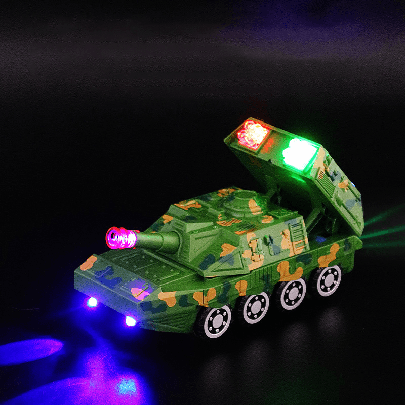 Electric Acousto-Optic Universal Wheel Transform Armed Vehicle Model with LED Lights Music Diecast Toy for Kids Gift