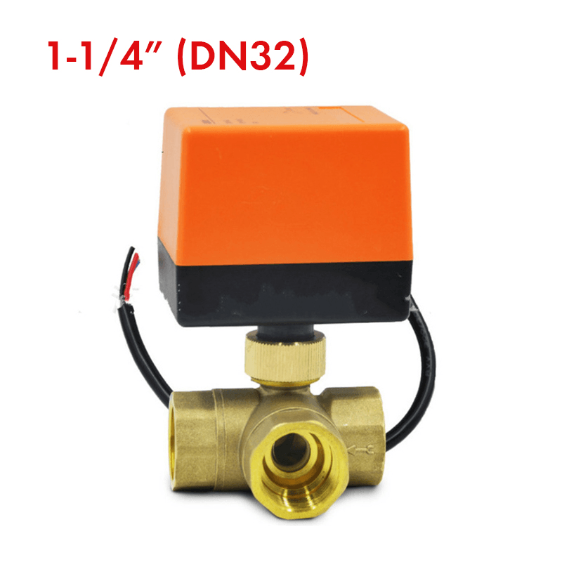 1/2" 3/4" 1" Motorized Electric Brass 3 Way Ball Valves Female 3 Wire AC 220V Full Port T Type Valve