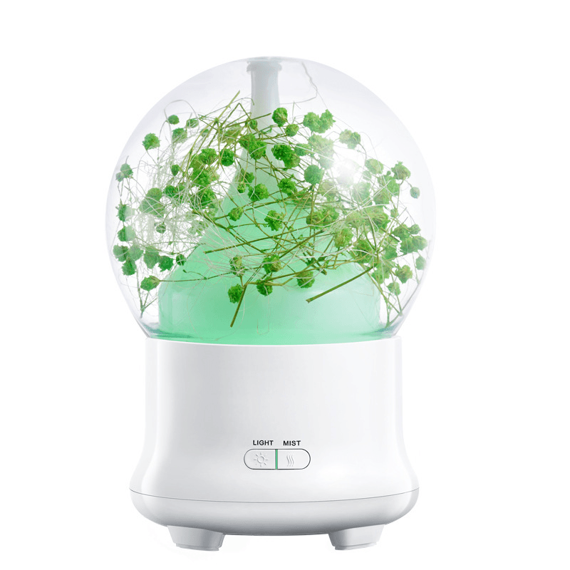 Humidificador de aroma mini con flores inmortales de 4 colores, difusor de aceites esenciales, purificador y atomizador para spa