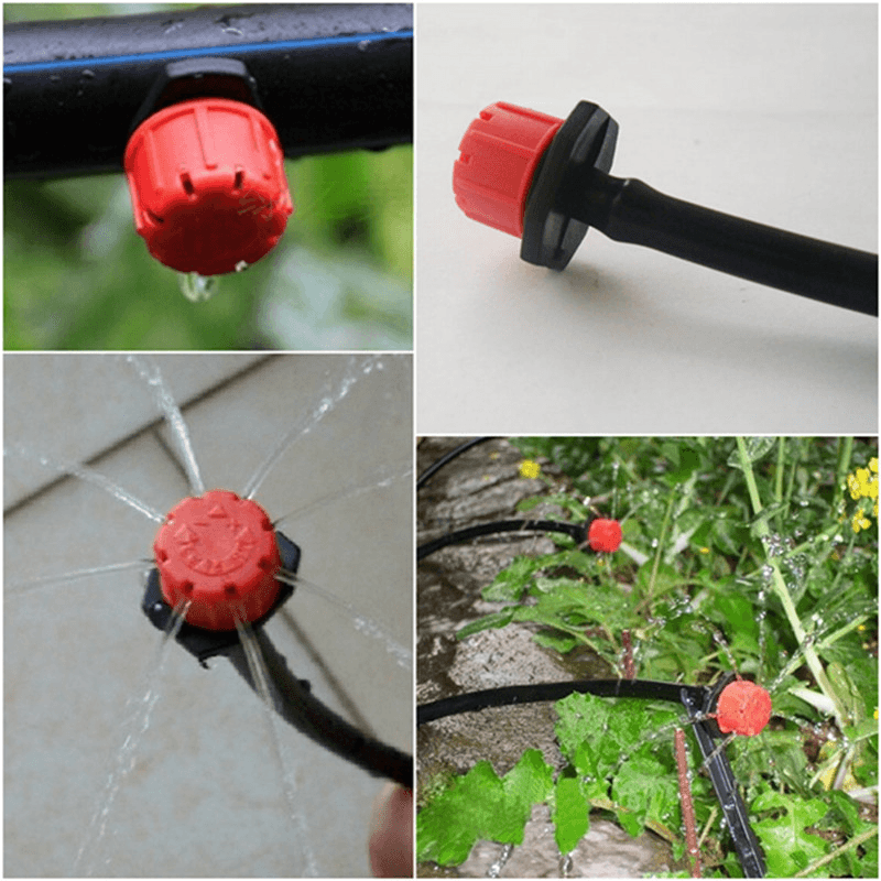 100Pcs Adjustable Micro Drip Irrigation Watering Anti-Clogging Emitter Dripper Watering System Automatic Hose Kits Connector