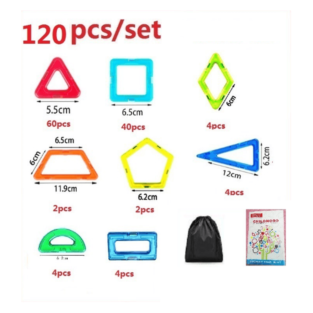 Paquet de blocs de construction magnétiques 110/120/128 pièces Puzzle éducatif précoce pour enfants Jouets variés