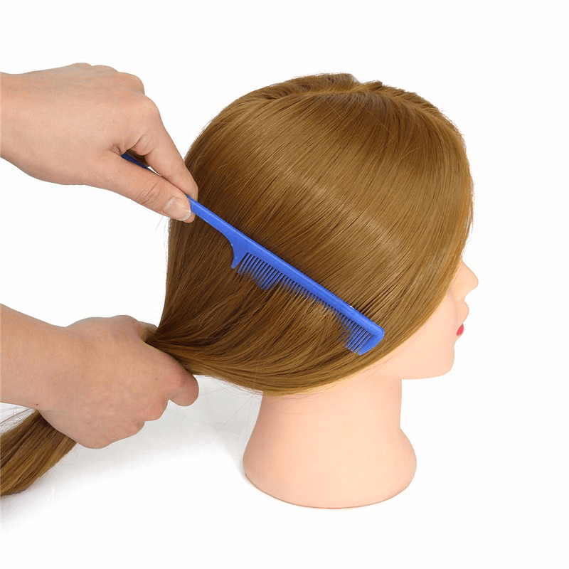 Cabeza de maniquí de entrenamiento de 26" de color marrón claro con 30 % de cabello humano, modelo de peluquería, práctica de maquillaje con abrazadera