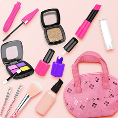 Lot de 12 faux pinceaux de maquillage pour fard à paupières, vernis à ongles pailleté, ensemble de jeu avec sac de rangement pour petite fille, cadeau cosmétique