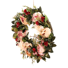 Couronne de pivoines en soie de 40 cm, anneau de fleur, guirlande artificielle suspendue pour porte, décorations de mariage