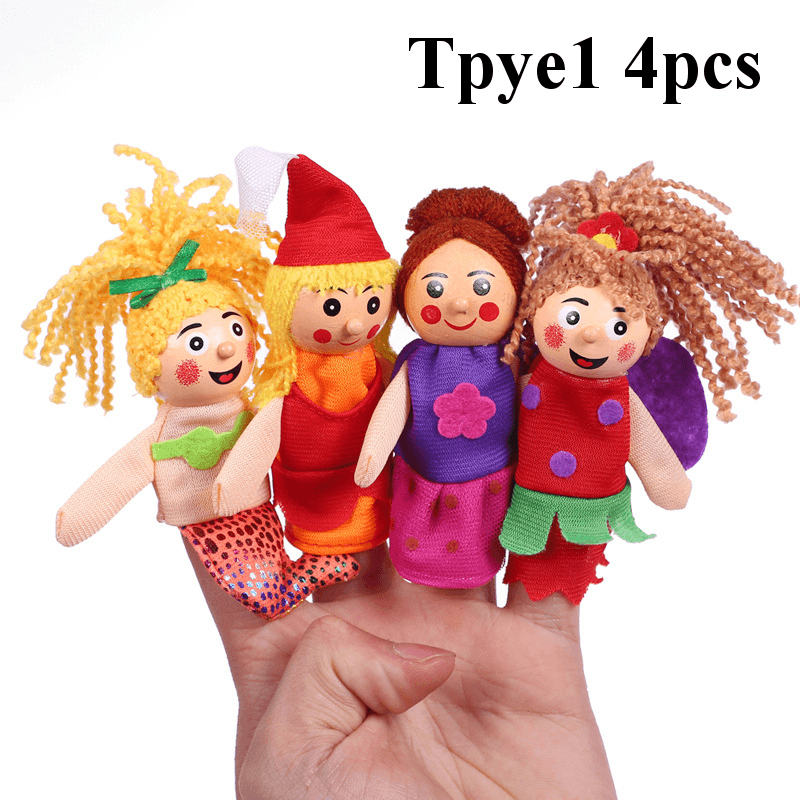 Juego de 7 tipos de marionetas de dedo familiares para Navidad, muñecos de tela suave para niños, regalo para niños, juguetes de peluche