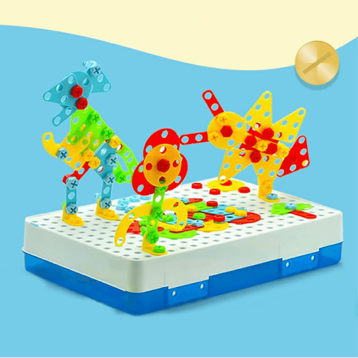 237 Pcs Creative Mosaics 3D DIY Assemble Electric Drill Puzzle Building Blocks Peg Educational Toy for Kids Gift