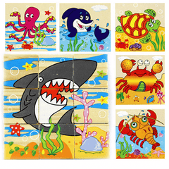 Blocs de puzzle de dessin animé pour enfants Jouets éducatifs colorés en bois pour enfants