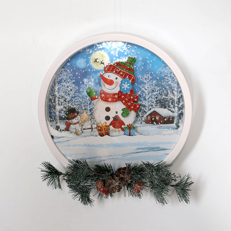 Adorno de corona de nieve con música para decoración del hogar para fiestas navideñas, juguetes para niños, regalo para niños