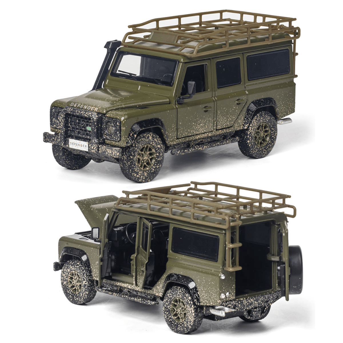 1:32 Alloy Land Rovers Defenders Rear Wheel Pull Back Diecast Car Model Toy with Sound Light for Gift Collection