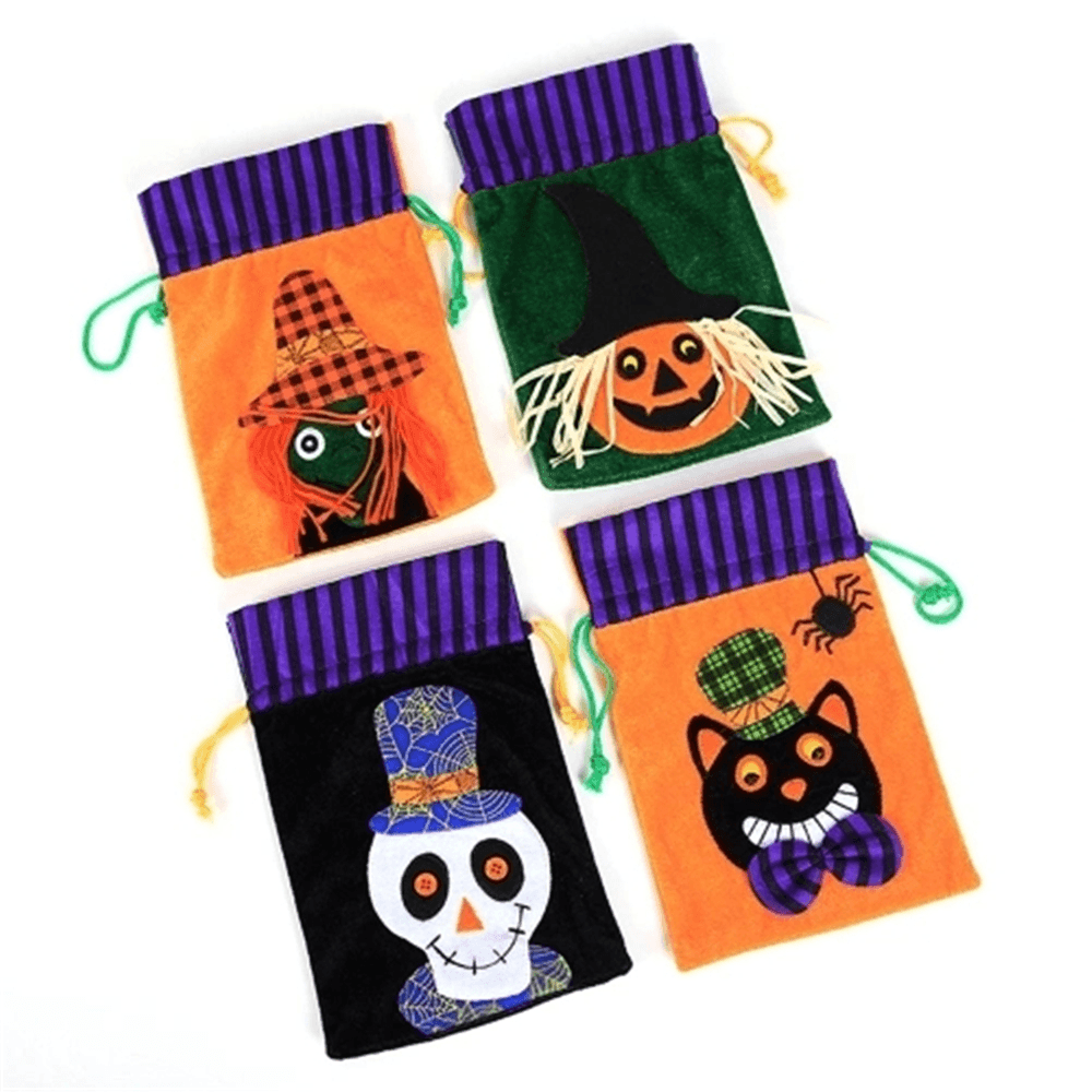 Bolsa de regalo de terciopelo para envolver dulces de chocolate para niños de Halloween