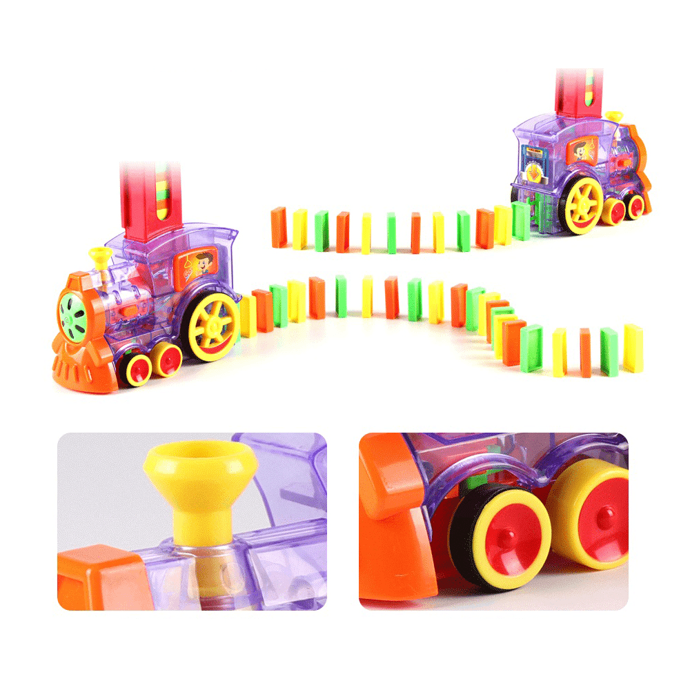 80 Pcs Train Electric Domino Car Model Magical Automatic Set Game Building Blocks Car Stacking for Kid Gift