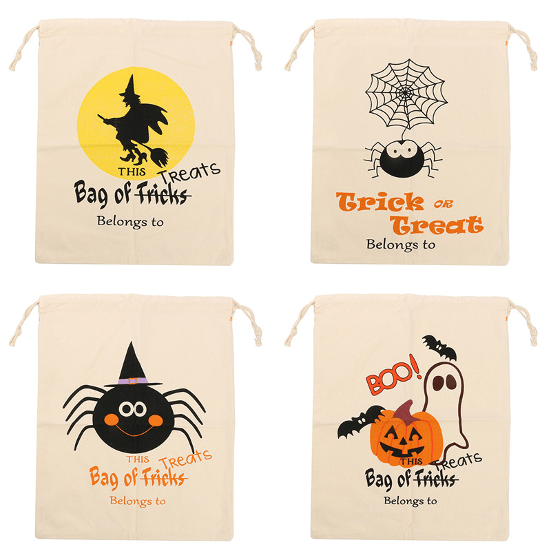 Sacs en toile pour citrouille d'Halloween Sac à cordon de serrage Beam Port Sacs cadeaux pour bonbons