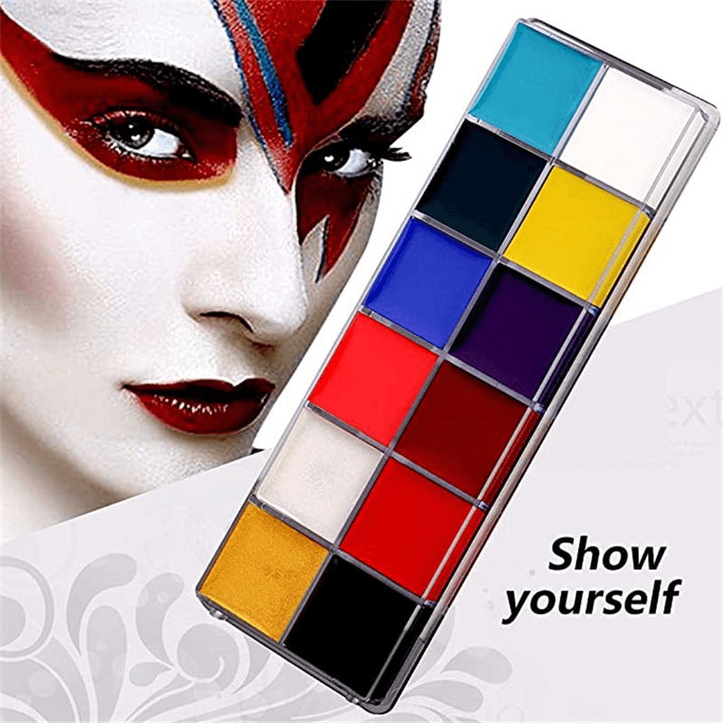 12 couleurs de peinture pour le visage et le corps, kits de peinture à l'huile pour le visage, peinture professionnelle, fête d'Halloween, maquillage fantaisie pour adultes et enfants