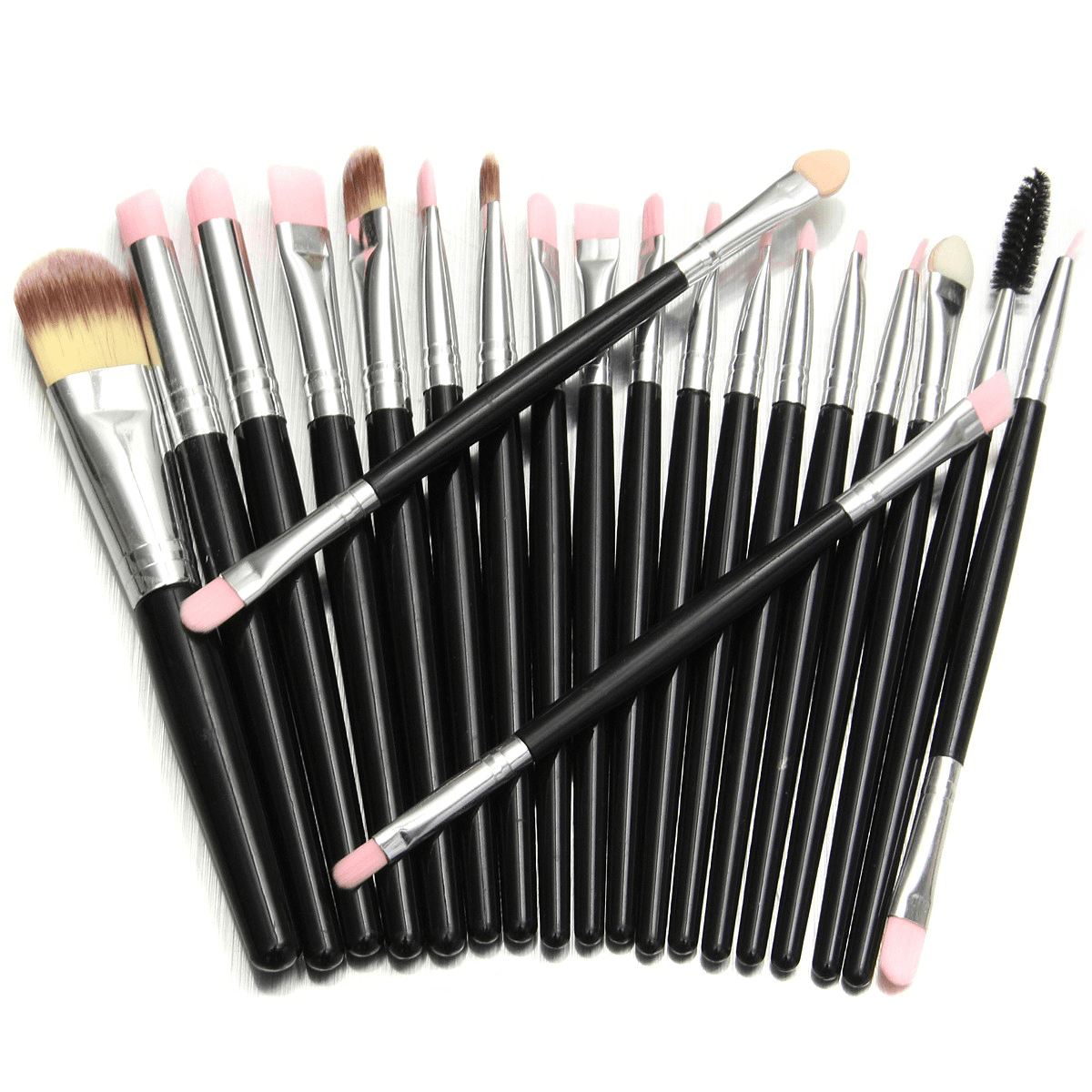 Kit de pinceaux de maquillage 20 pièces pour blush, fond de teint, fard à paupières liquide, eye-liner, poudre cosmétique