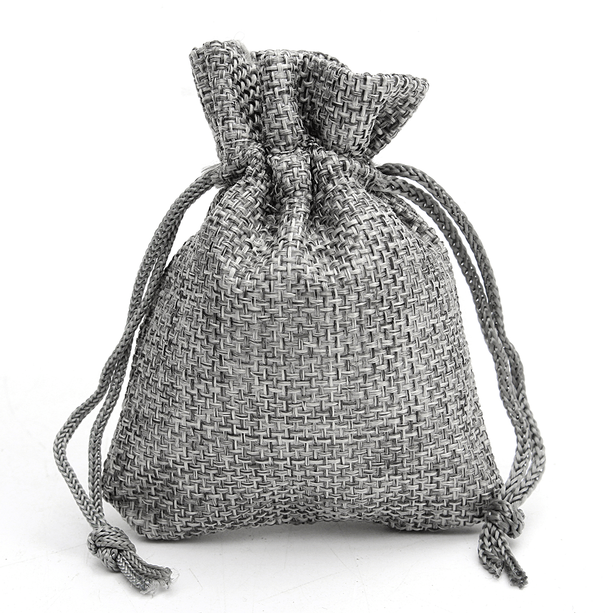 Lot de 10 sacs en toile de jute grise avec cordon de serrage, petit cadeau de mariage