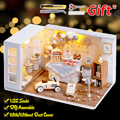 Kits de casa de muñecas en miniatura de madera para armar a mano, escala 1:32, con muebles y luz LED, para colección de regalos, decoración del hogar