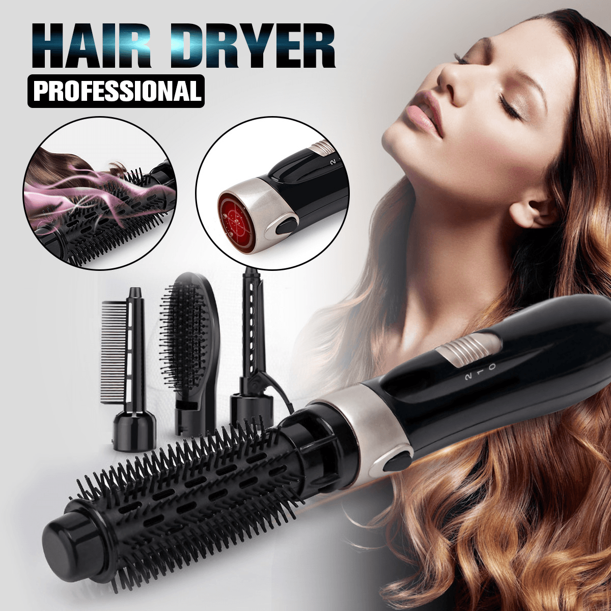 2 in 1 Professional Hair Dryer Comb Wet/Dry Hair Straightener Styling Curling