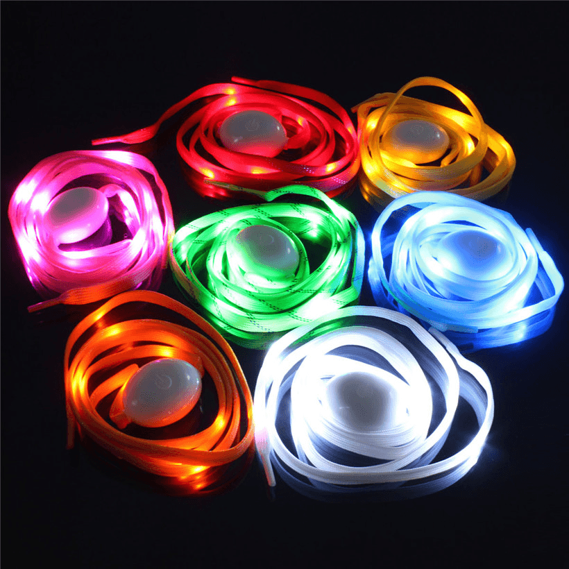 1 paire de lacets lumineux clignotants à LED en nylon