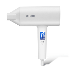 AIHUI 220V 1800W Portable Hair Dryer Intelligent Frequency Conversion Wind Smart LCD Display White 3 in 1 50Hz Blue Negative Ion Hair Salon Home Travel