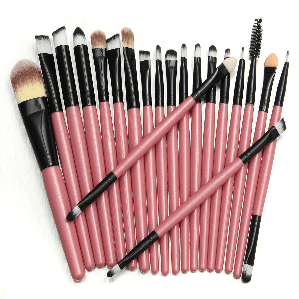 Kit de pinceaux de maquillage 20 pièces pour blush, fond de teint, fard à paupières liquide, eye-liner, poudre cosmétique