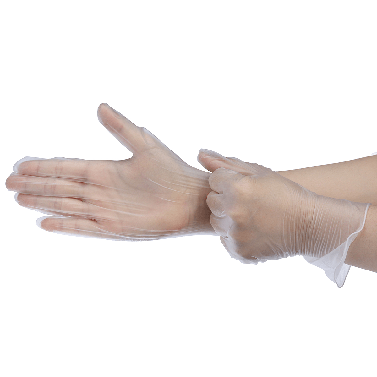 100 guantes médicos desechables de PVC sin polvo para limpieza, cocina, teñido del cabello, lavado de platos, manipulación de alimentos y servicio de alimentos