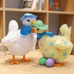 Gallina ponedora eléctrica, divertido juguete de peluche, muñeco de peluche para regalo de niños