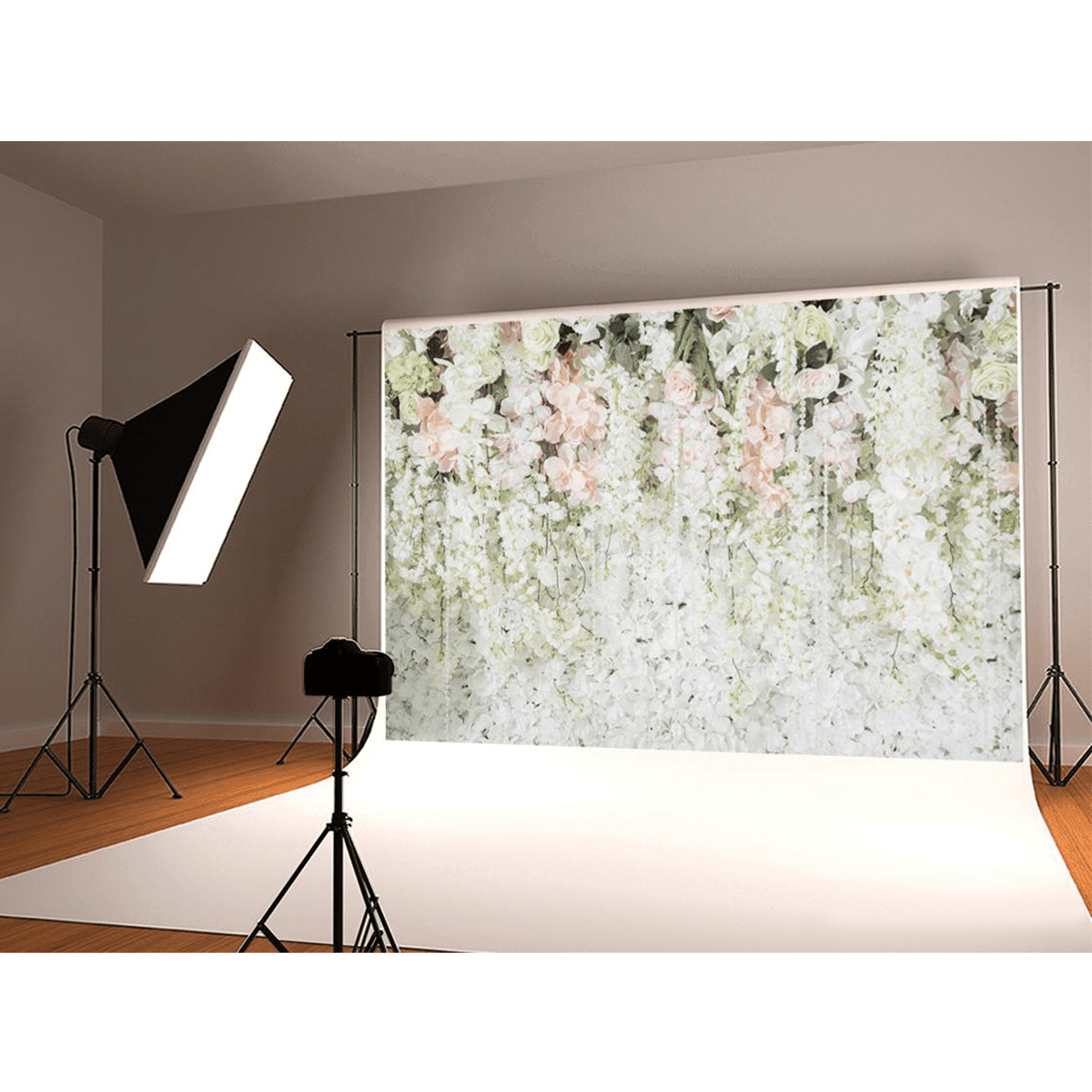 0,9 x 1,5 m, 1,5 x 2,1 m, 1,8 x 2,7 m, toile de fond murale pour studio de photographie, motif fleurs blanches, pour anniversaire, mariage, fête