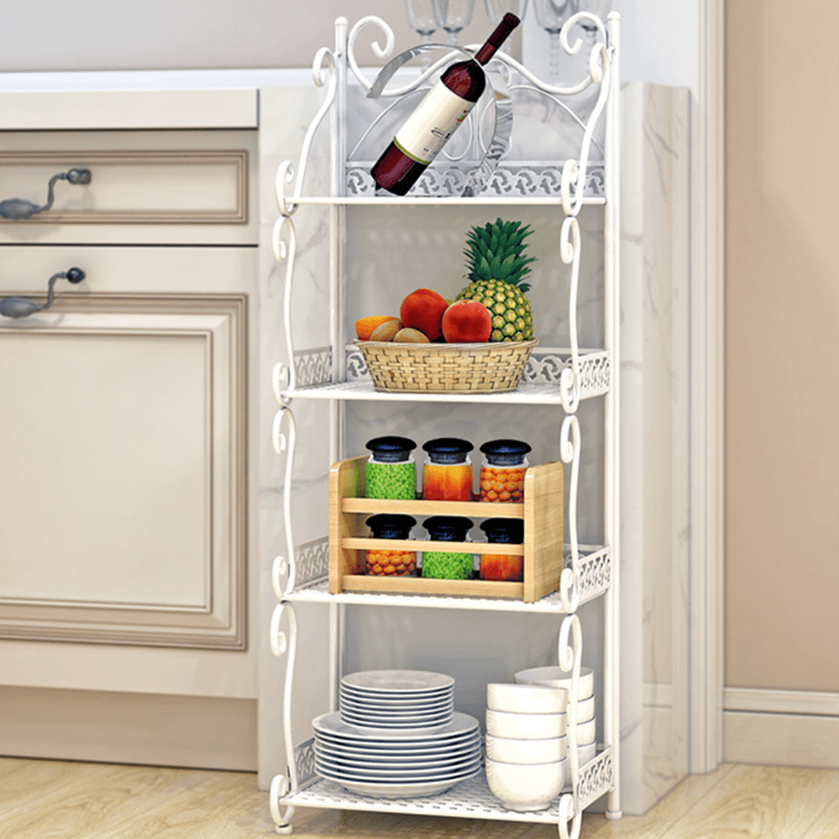 1 étagère de rangement pliable à 3/4/5 niveaux, style nordique, minimaliste, multifonctionnelle, pour bureau, maison, chambre à coucher, salle de bain, cuisine